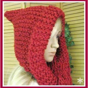Little Red Riding Hood Hooded Scarf In Bulky Yarn Knitting Pattern ...