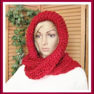 Little Red Riding Hood Hooded Scarf In Bulky Yarn Knitting Pattern ...