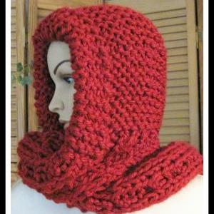 Little Red Riding Hood Hooded Scarf In Bulky Yarn Knitting Pattern ...