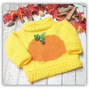 Pumpkin Patch Pullover Knitted Pattern Child Sizes..