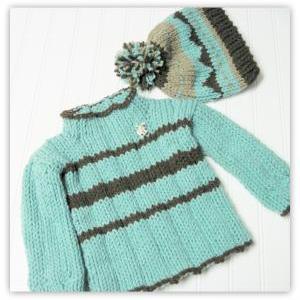 Boy Or Girl Pullover And Hat Knitted Pattern Child..