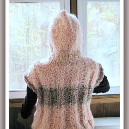 Hooded Vest Sweater Knitting Pattern For Teen To..