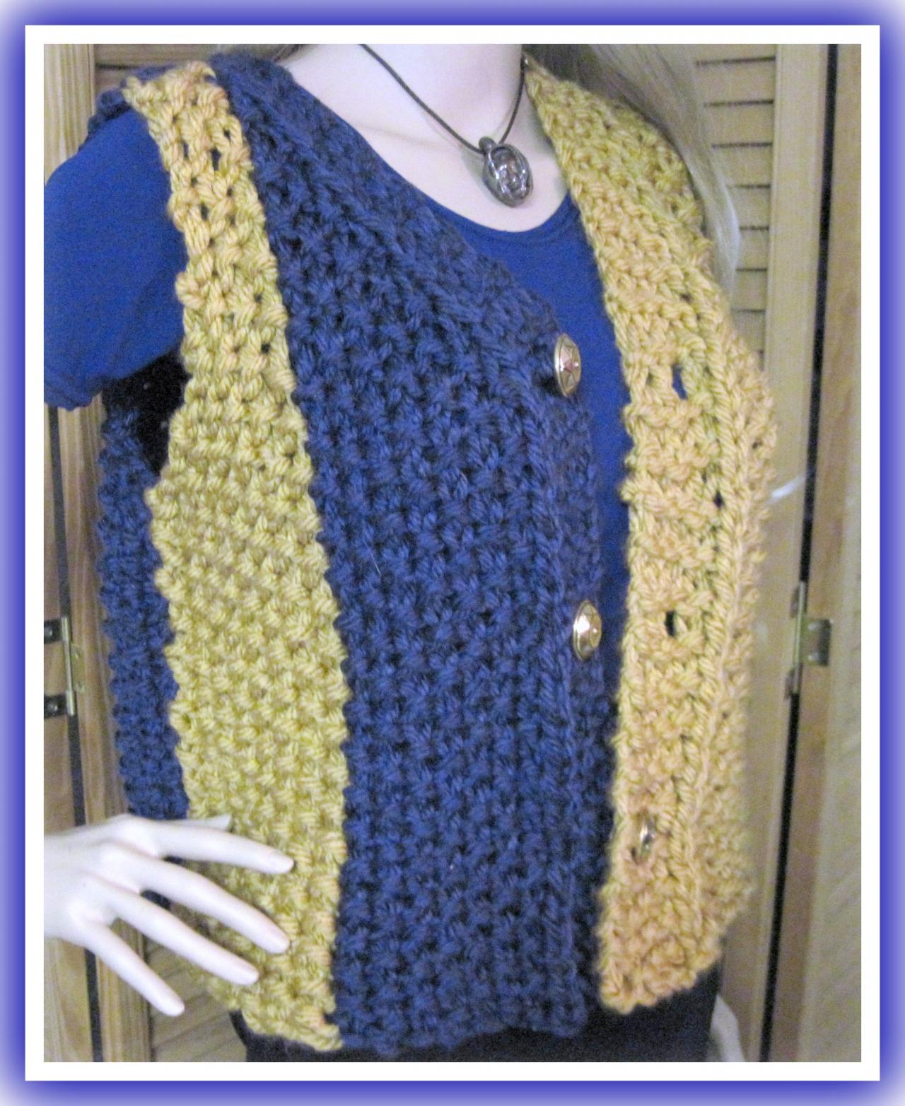 School Or Team Colors Vest Knitting Pattern For Teen To Adult