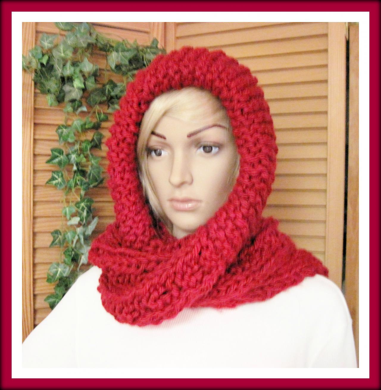 Little Red Riding Hood Hooded Scarf In Bulky Yarn Knitting ...