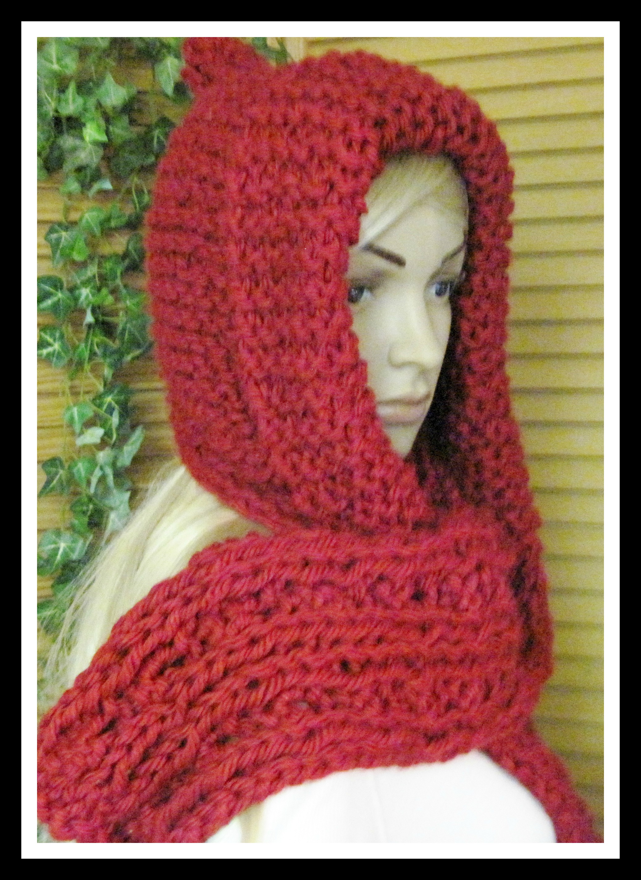 Little Red Riding Hood Hooded Scarf In Bulky Yarn Knitting Pattern